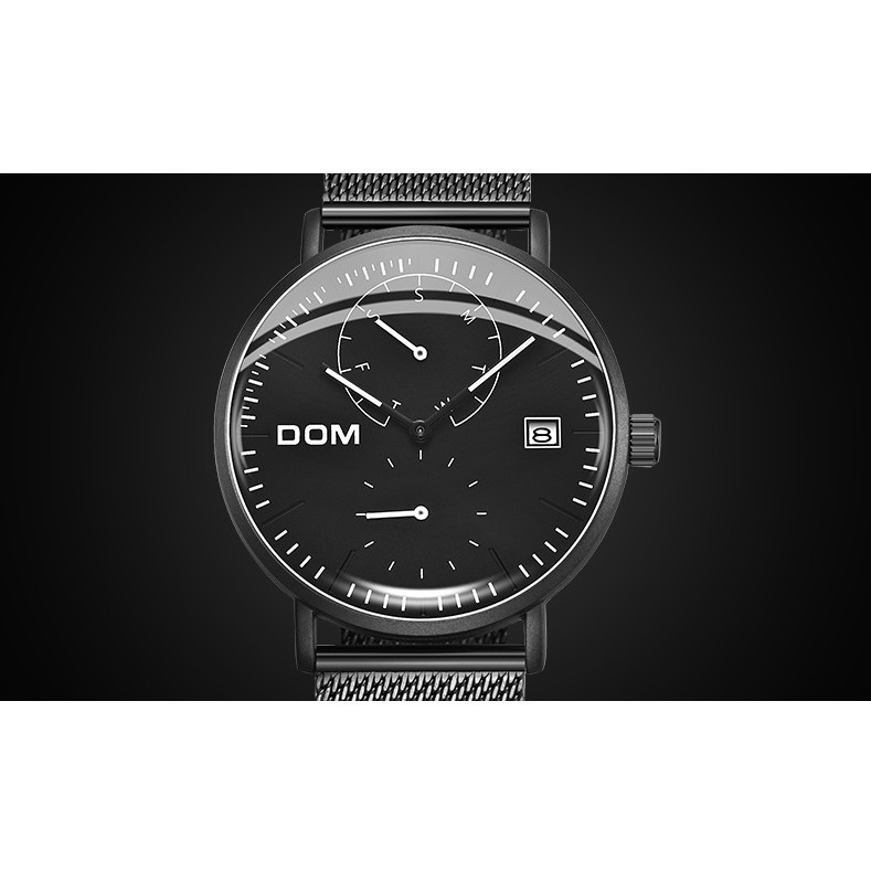 JAM TANGAN PRIA DOM M-435BK-1M CASUAL FASHION / SPORT MODEL KLASIK ANTI AIR STAINLESS STEEL IMPORT