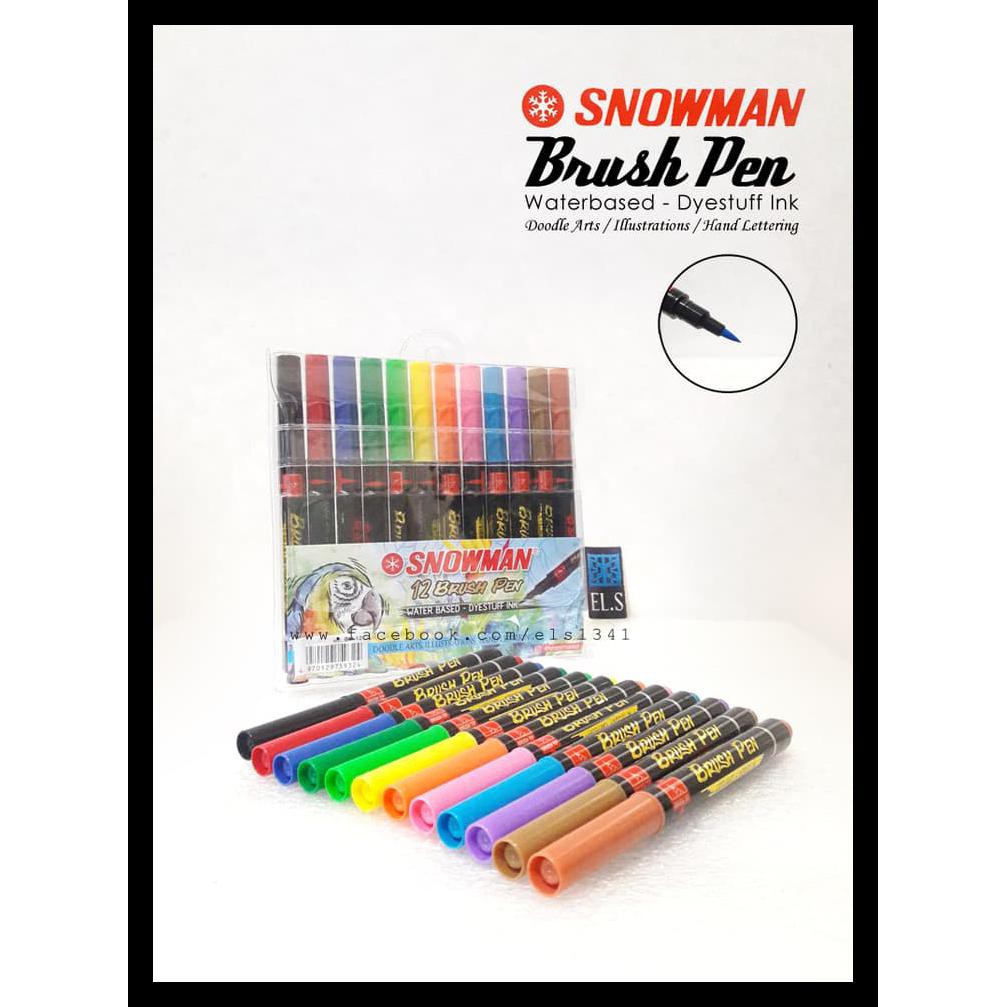

COD SNOWMAN BRUSH PEN 12 COLORS SET KODE 1092