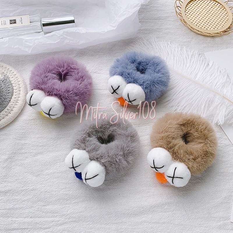 [MS108] KCR 05 Kunciran Bulu PomPom / IKAT RAMBUT KOREA ANAK KECIL/Dewasa SCRUNCHIE