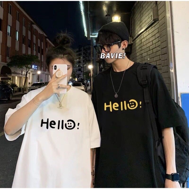 M - XXXXXL(6XL) Kaos BIGSIZE HELLO Korean Style Shirt Atasan Pria Wanita Jumbo Oversize Harajuku Street Style Cute Hay Unisex L XXL 3XL XXXXL 5XL