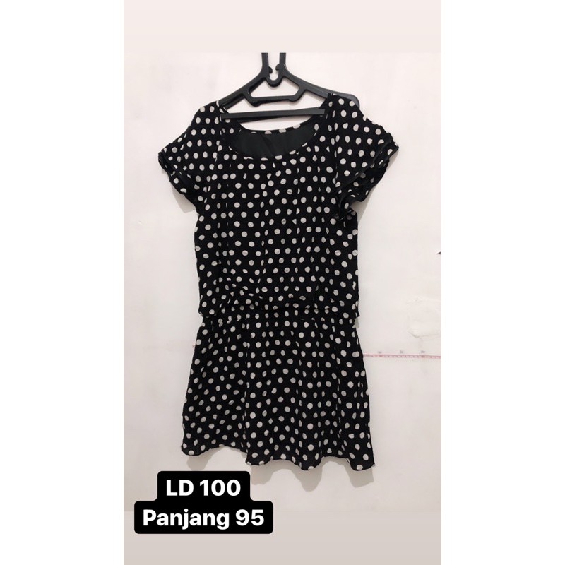 preloved dress polkadot cantik