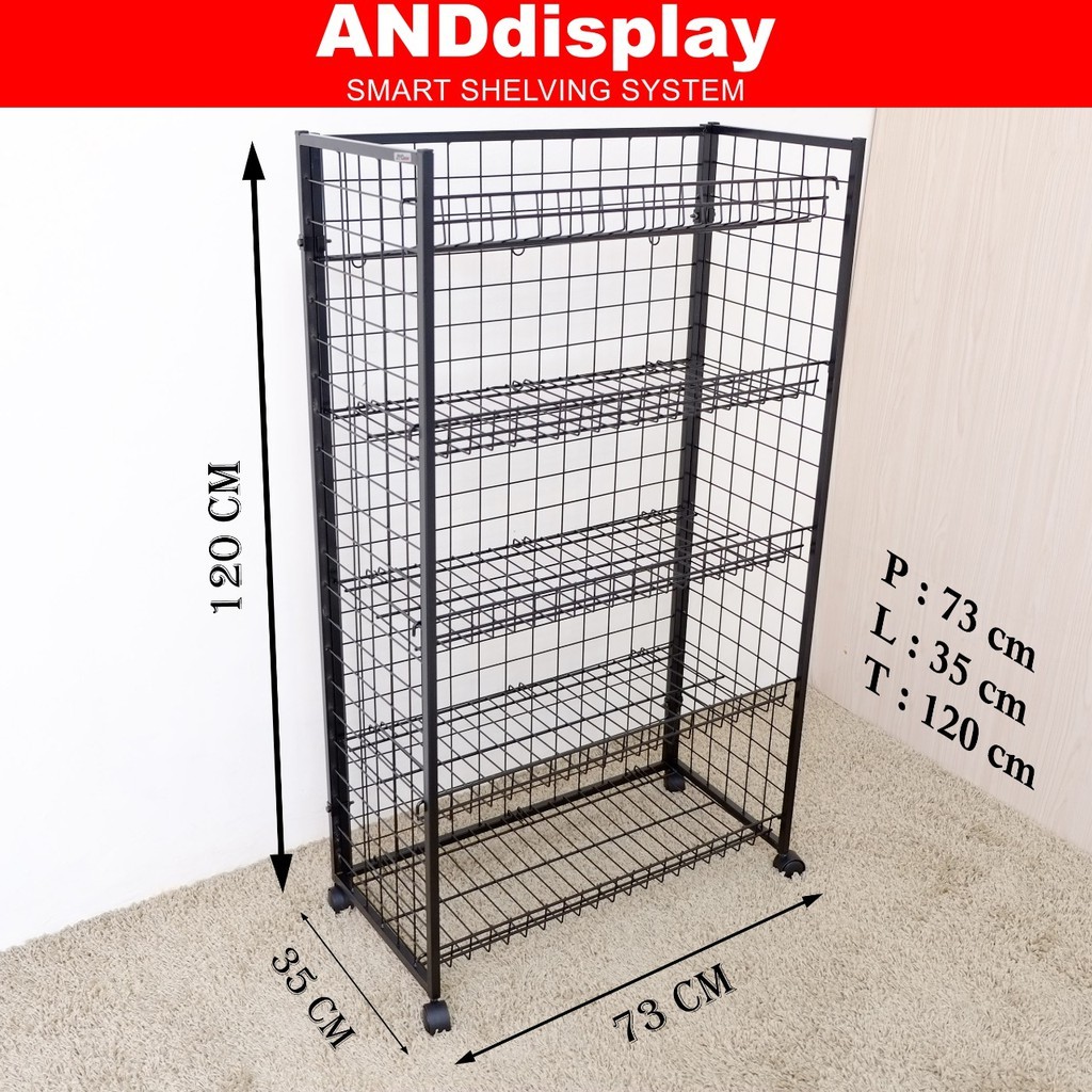 RAK WM KD 5 SSN T.120CM HITAM KERANJANG ROTI SNACK SERBAGUNA ANDDISPLAY