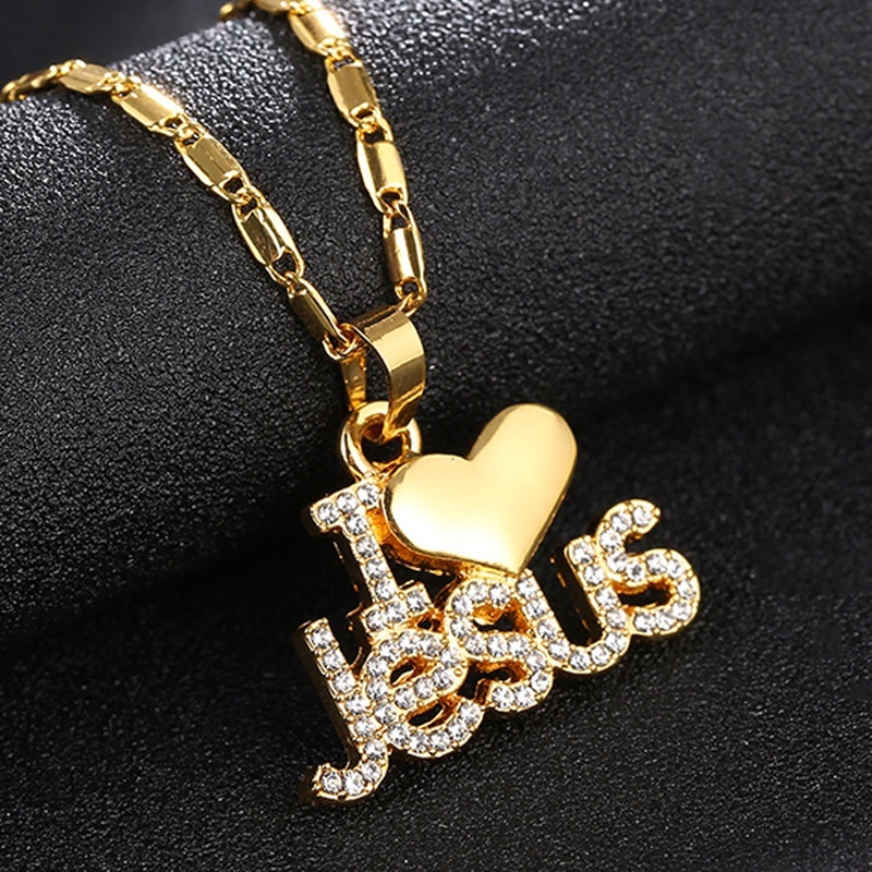 Women Fashion I LOVE JESUS Pendant Necklace