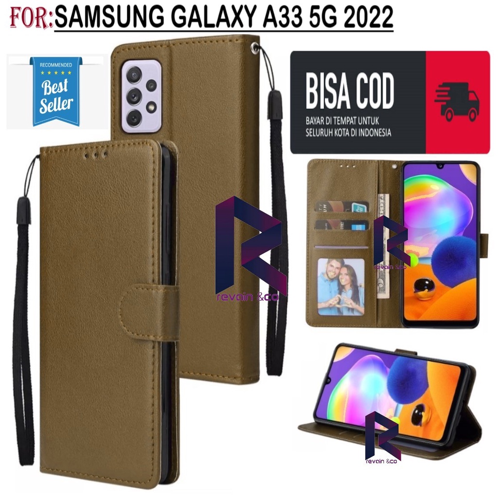 NEW SAMSUNG GALAXY A33 5G 2022 CASE FLIP WALLET LEATHER KULIT PREMIUM SARUNG BUKA TUTUP FLIP CASE SAMSUNG A33 5G