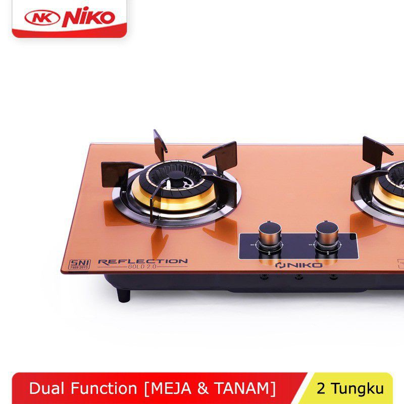 NIKO RG 20T/REFLECTION GOLD BLACK Kompor Gas Kaca 2  Tungku