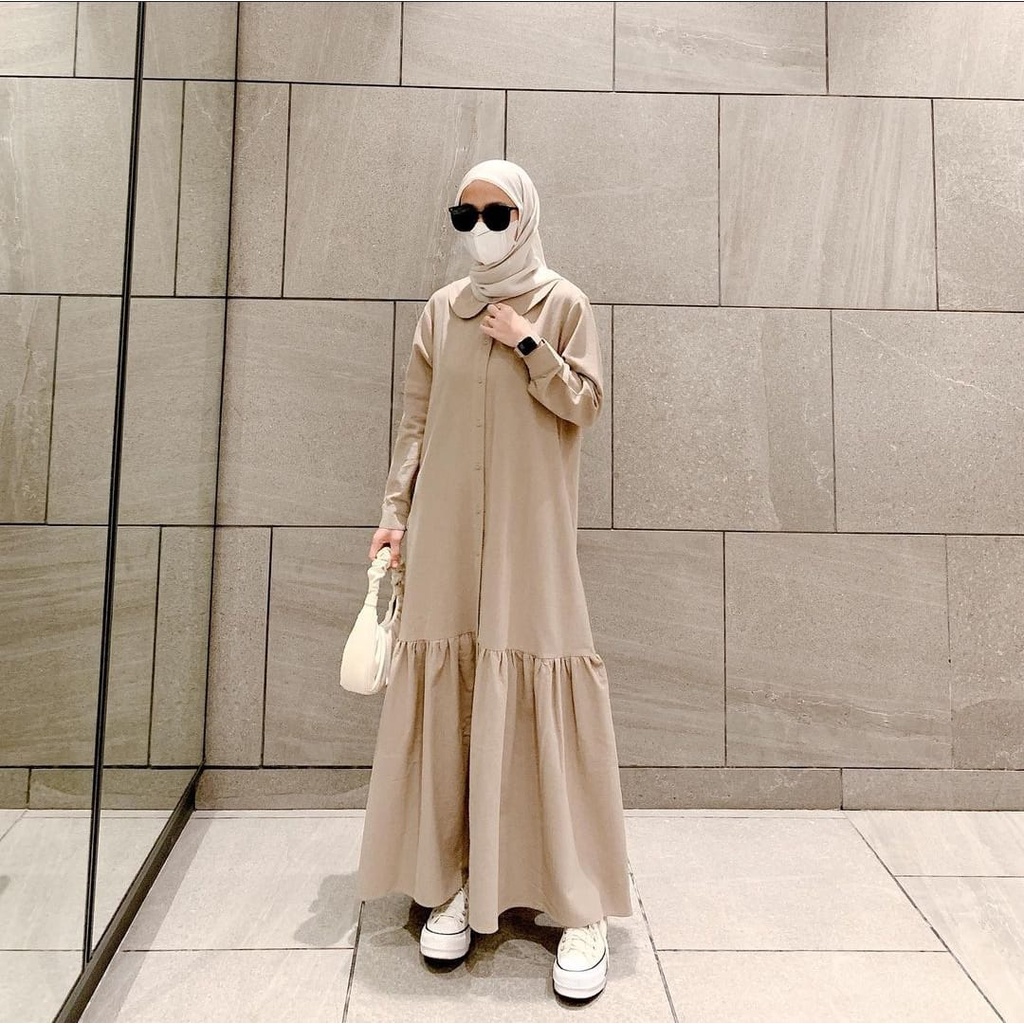 Jual Dress Kekinian Dress Muslimah Kondangan OOTD Hijab Korean Style Baju Gamis Lebaran