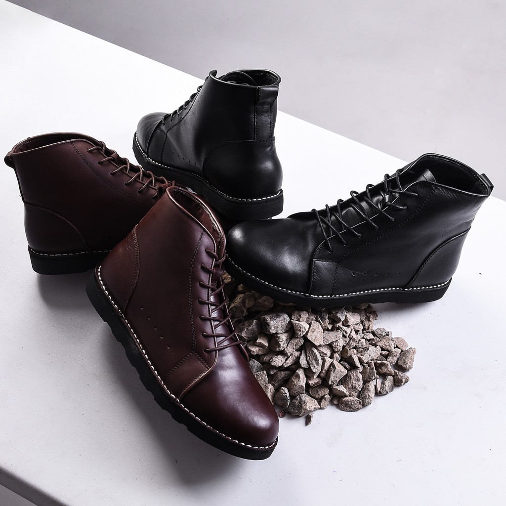 Nevada Black | Sepatu Kulit Boot Vintage Klasik Pria Cowok Original New Ori Footwear | FORIND Kenzio