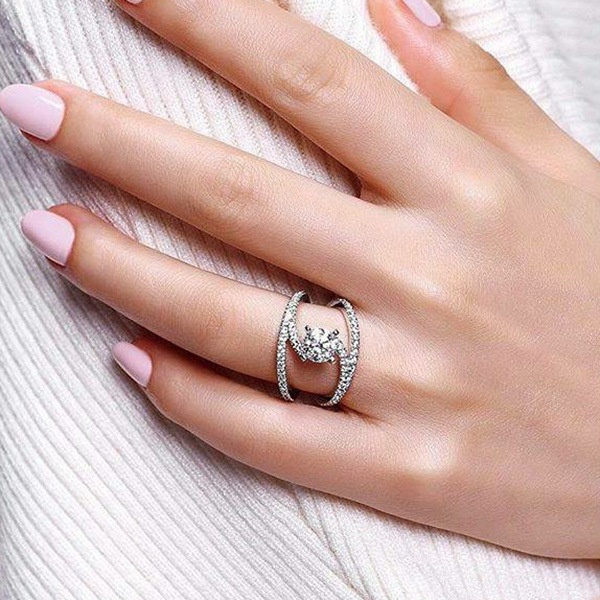 Perhiasan Cincin Sterling Silver 925 Asli Hias Batu Permata Rose Gold Untuk Wanita