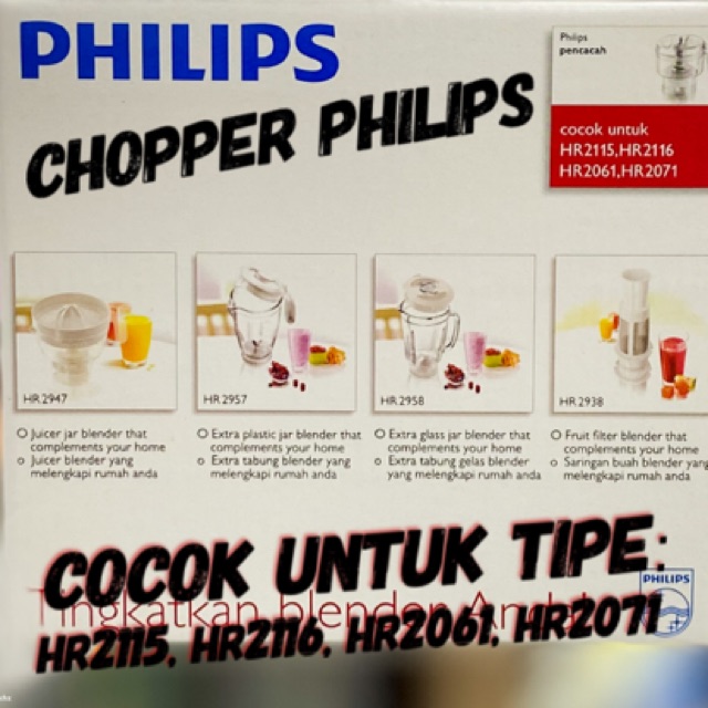 Chopper Philips / meat chopper HR2939 ORIGINAL untuk giling daging dan bumbu lainnya 2939