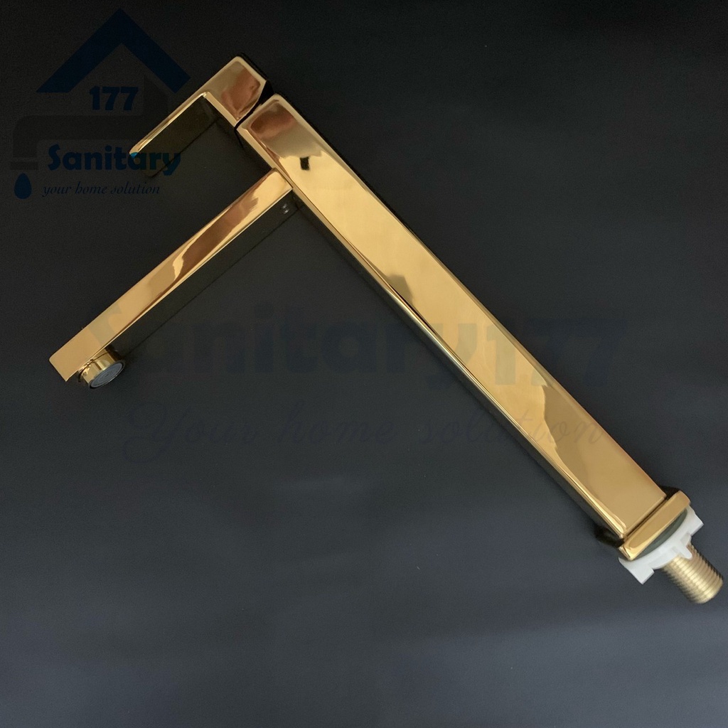 Kran Wastafel Tinggi dingin GOLD Kuningan 412G-Keran air washtafel 30cm tebal brass basin faucet tall emas keran sink cuci tangan