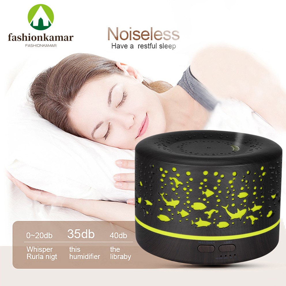 Humidifier Air 500ML Aromaterapi Difuser Model Full Kayu Desain Ikan + REMOTE (TIDAK FREE OIL)-4