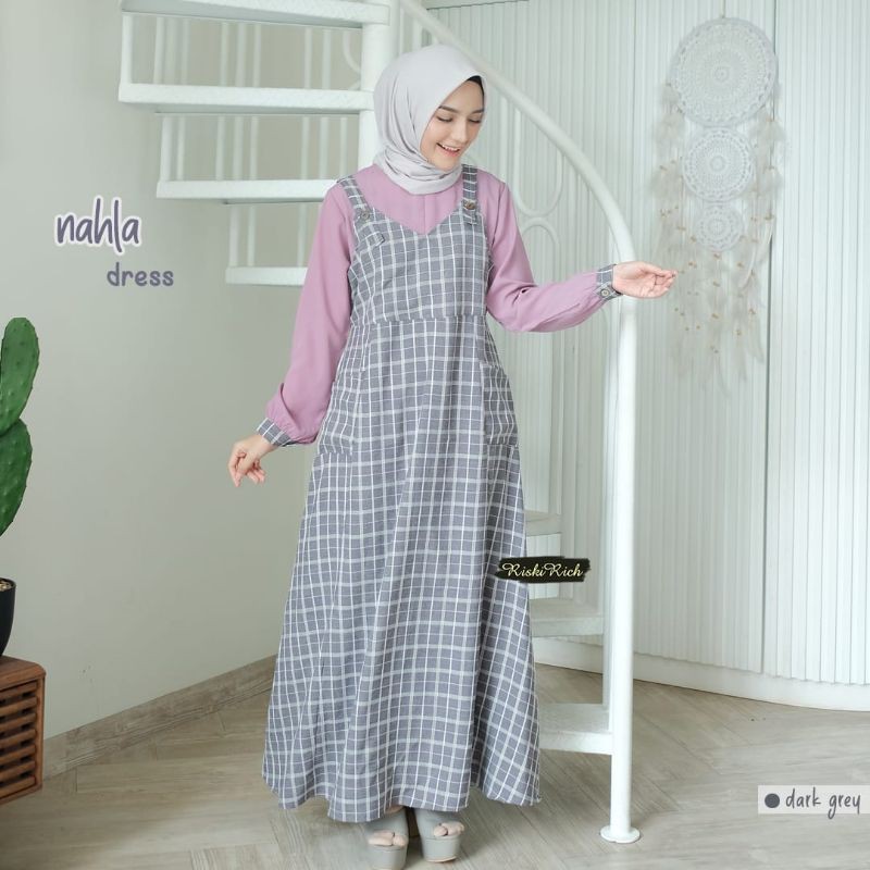 Riskirich Gamis Katun Madinah Polos Kotak Model Overall Adem Jumbo