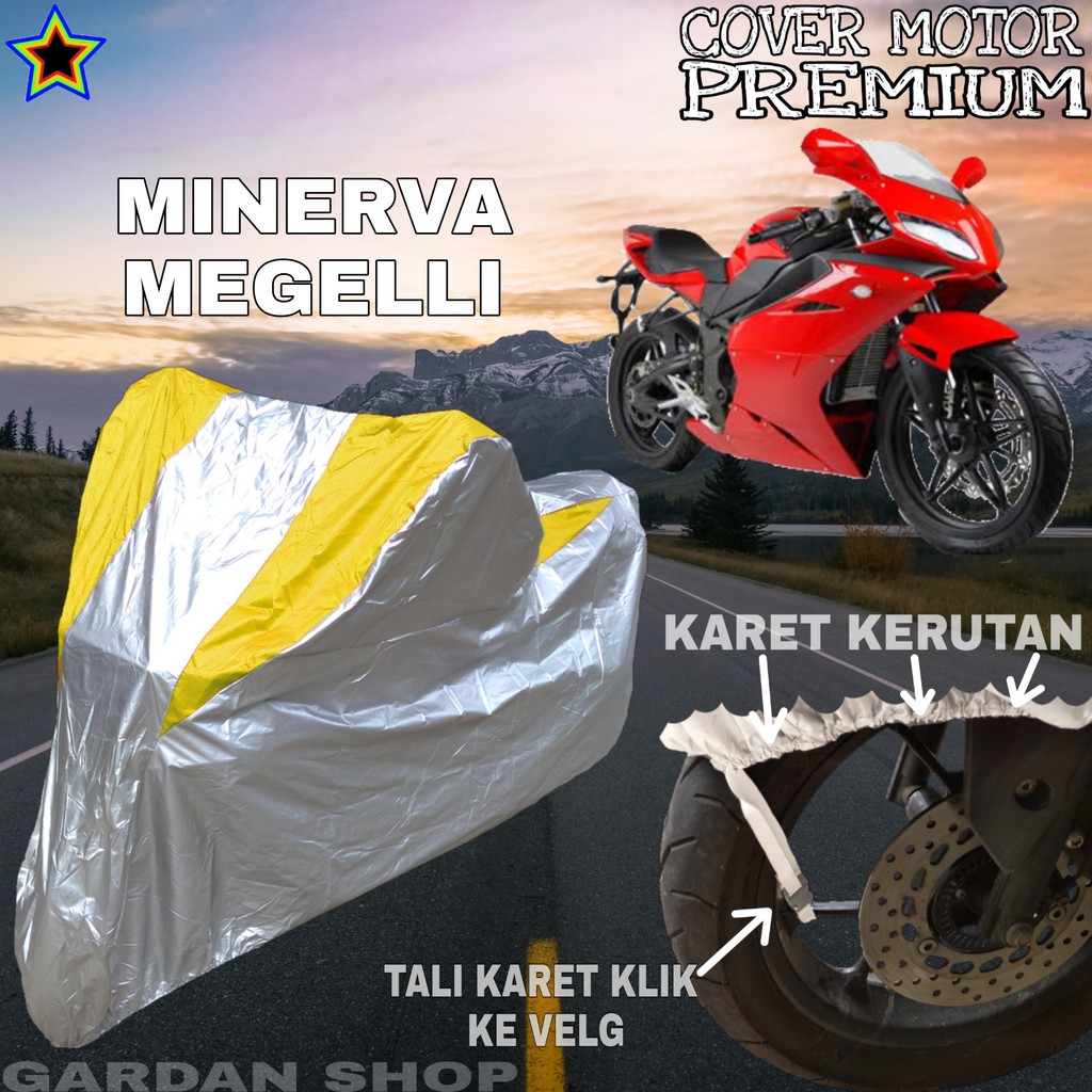 Sarung Motor MINERVA MEGELLI Silver KUNING Body Cover Minerva PREMIUM