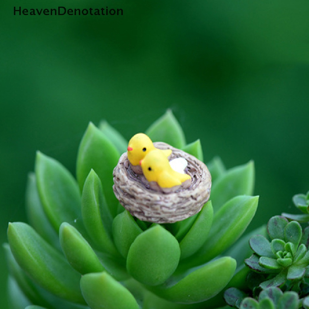 [HeavenDenotation] Mini nest with birds fairy garden miniatures gnomes moss terrariums resin crafts figurines for home decoration accessories