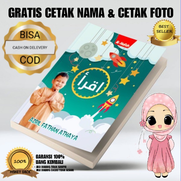 BISA COD (Iqro Custom Nama Foto) Iqro Untuk Anak  Softcover IQRO BELAJAR IQRO CUSTOM MURAH