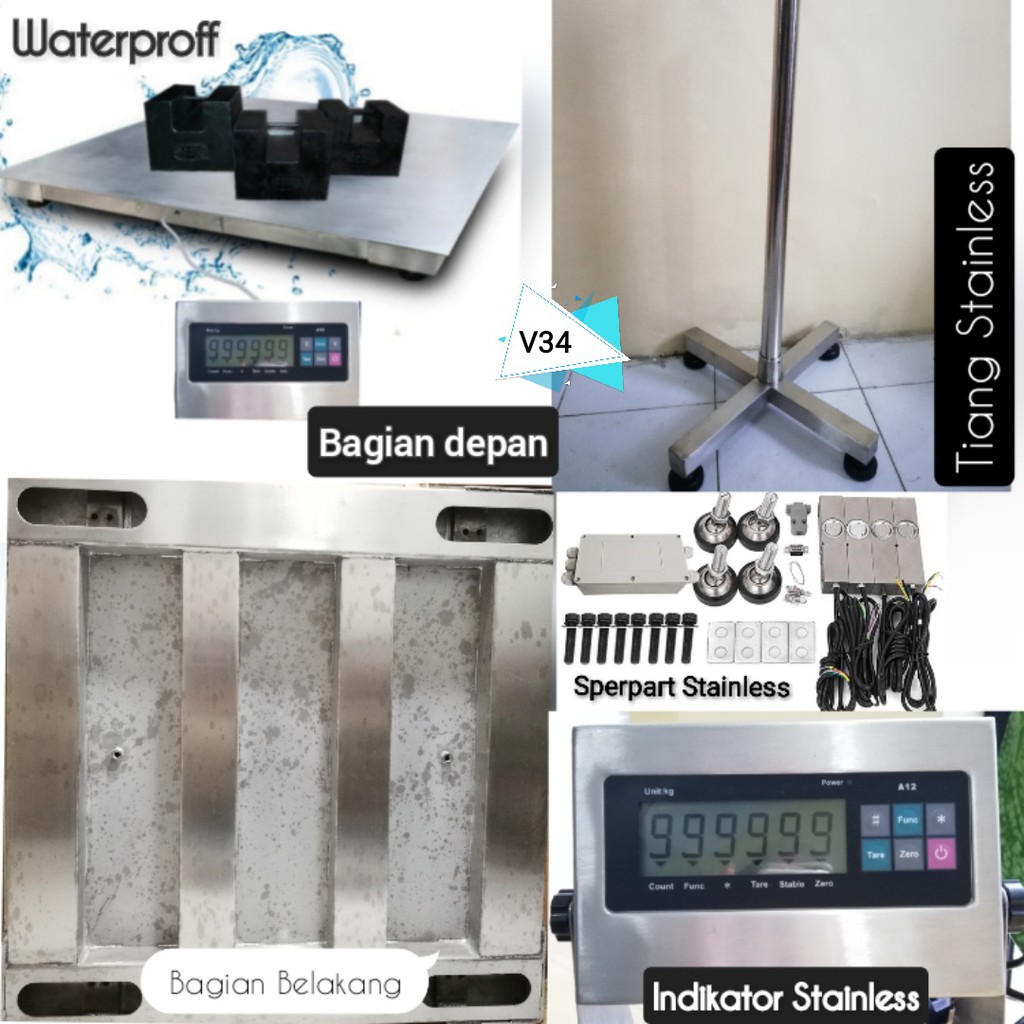 TIMBANGAN LANTAI FLOOR SCALE FULL STAINLESS 1mx1m