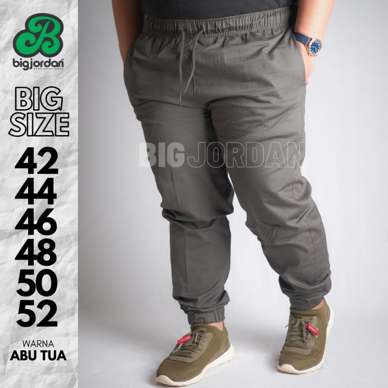 celana jogger pants hitam pria cotton twill stretch big size 46 joger pant wanita ukuran jumbo besar