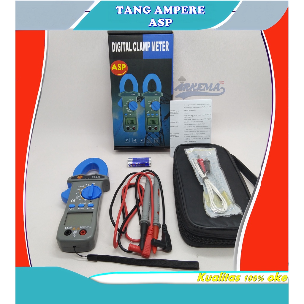 TANG AMPERE DIGITAL CLAMP METER TS-202+ | ALAT TEST / UKUR AMPER LISTRIK DAN ELCO / KAPASITOR