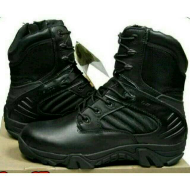 Sepatu DELTA tinggi 8 Inch HITAM Sepatu Brimob Sepatu PDL Sepatu POLISI Sepatu Dinas