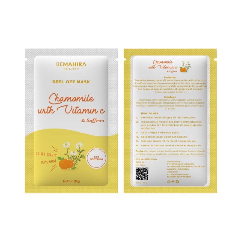 BPOM - Bemahira Beauty Peel Off Mask &amp; Wash Off Mask 15gr