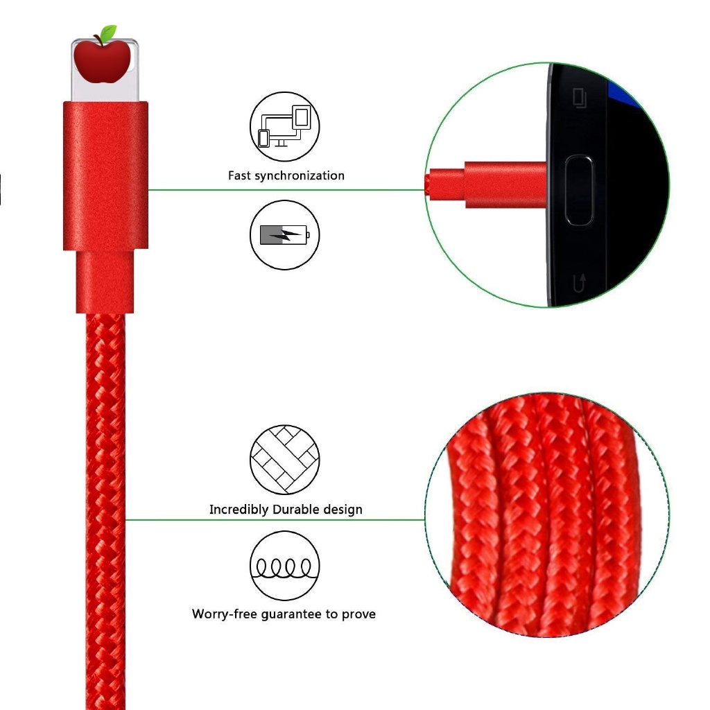 1m / 2m / 3m For iphone 6 7 8 X USB Charger Fast Charging Data Sync Cable