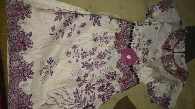 Qnunbatik Dress/terusan Batik Anak Perempuan 9-12 Th Tanggung Melati Dasar Cream