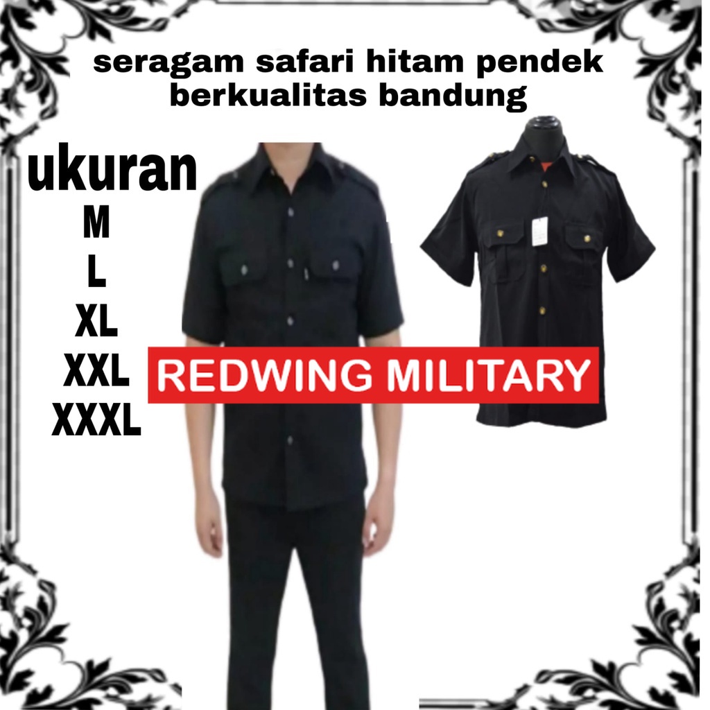 Seragam safari Baju safari  hitam Setelan safari security safari satpam Safari Lengan pendek