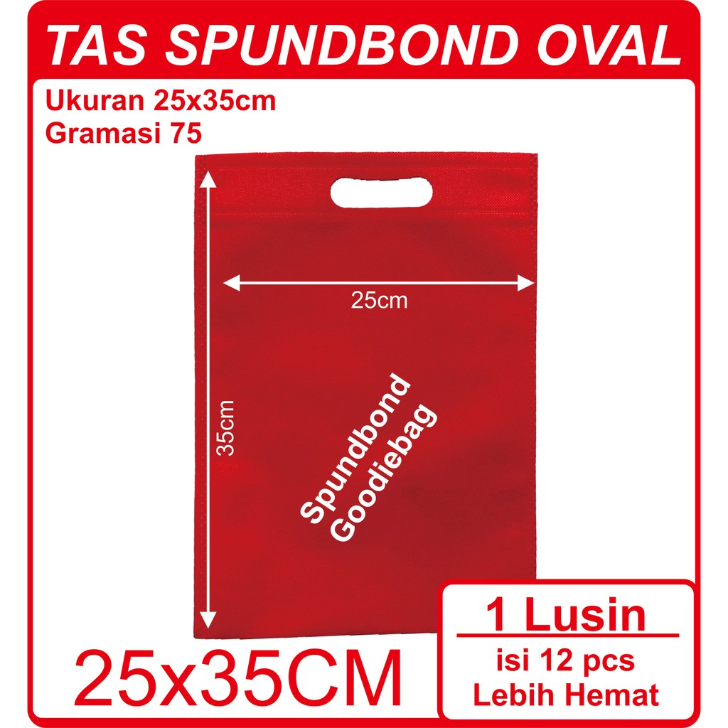 

Kodi Goodie Bag Spunbond Oval Warna Merah 25cm x 35cm / Tas Souvenir