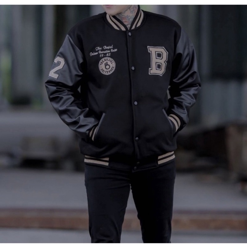 JAKET VARSITY BASEBALL JAKET BASEBALL TANGAN KULIT PREMIUM KAMIKAZE JAKET VARSITI BASEBALL VARSITY L