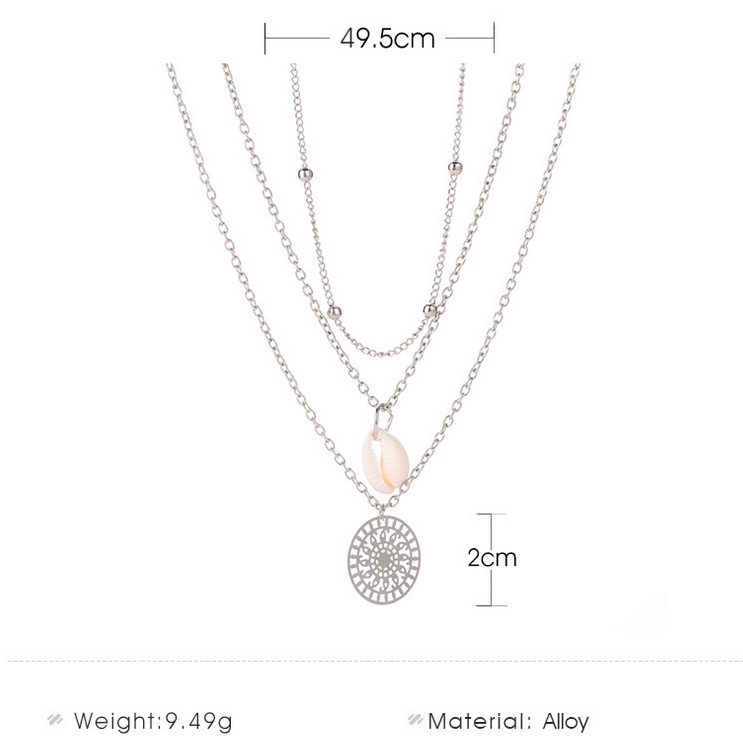 kalung 3 layer Fashion liar temperamen liar kalung shell Rantai klavikula sederhana