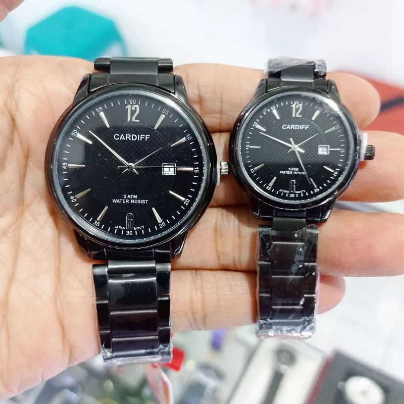 Jam Tangan Couple Cardiff Watch Full Hitam