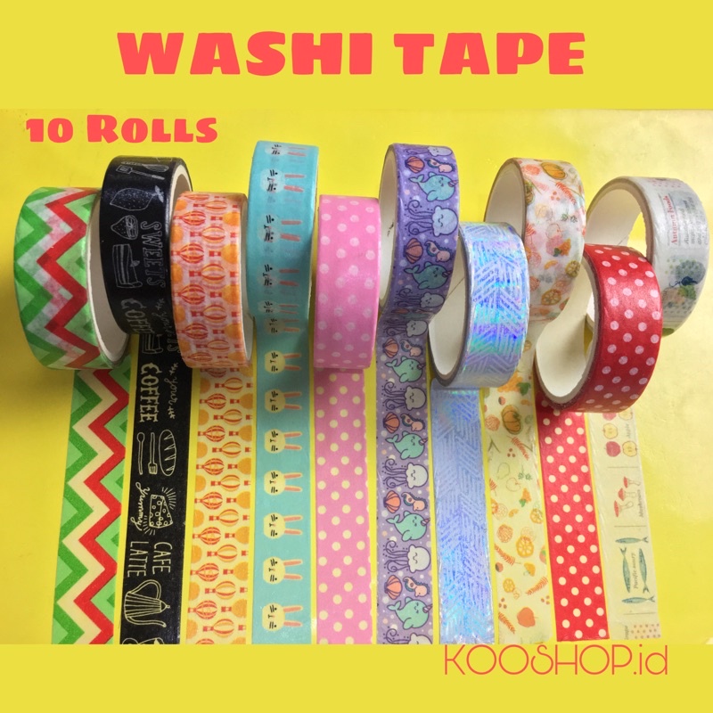 

10PCS WASHI TAPE / MASKING TAPE DIY DIARY SCRAPBOOK DECORATION / WASHI TAPE MOTIF DEKORASI DIARY