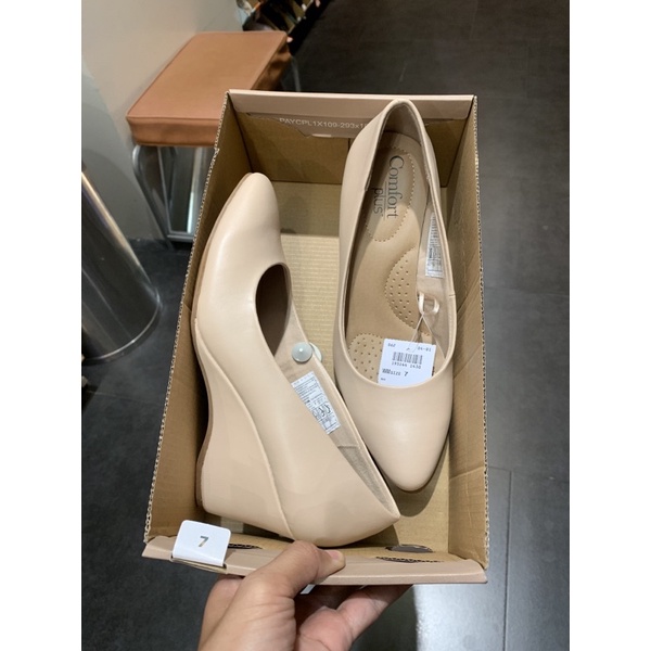 Comfort Plus karlile nude wedges wanita