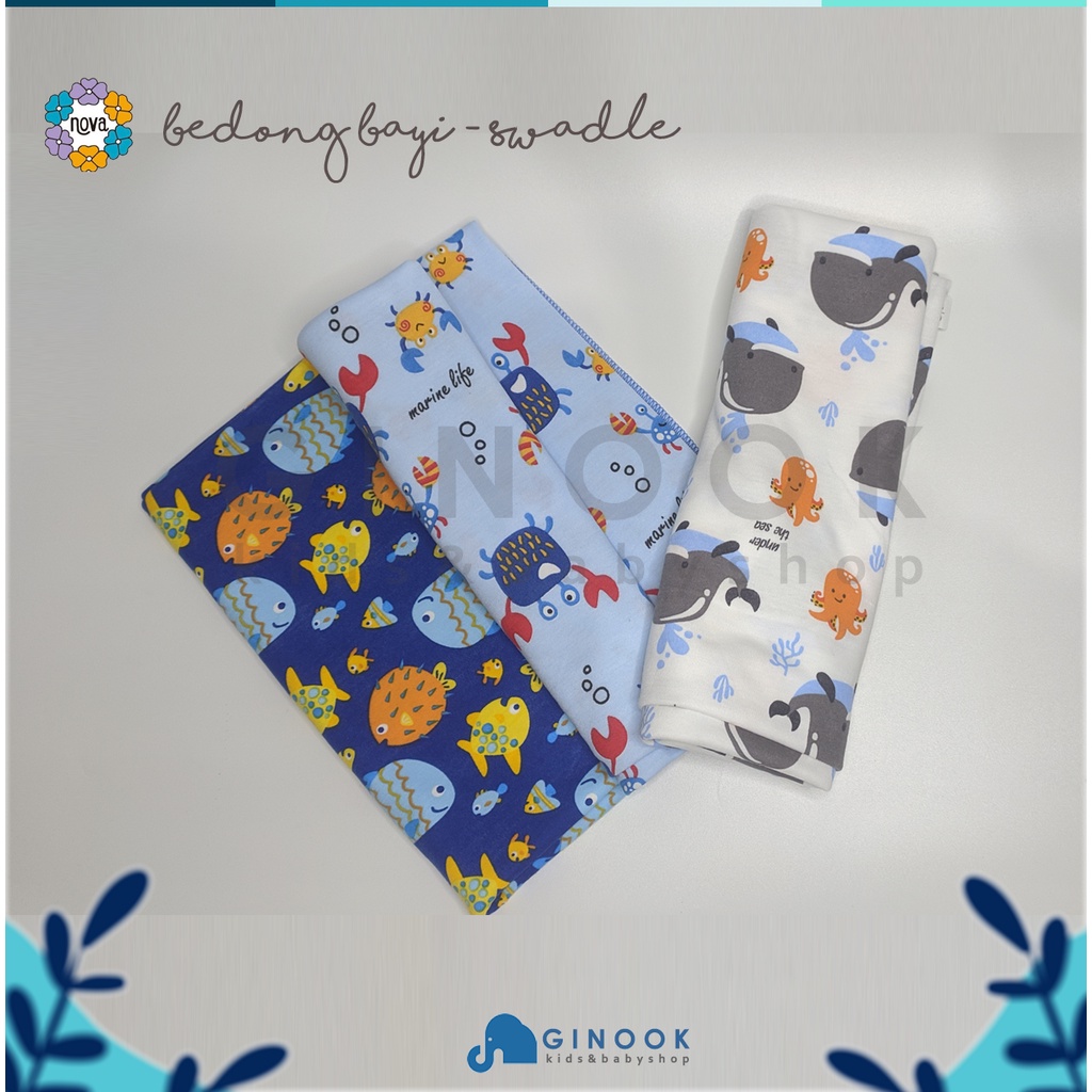 Nova Bedong Bayi SNI - Swaddle Nova Baby Wear New Series Mixed SEA DIVERSITY SERIES Motif Ikan Print