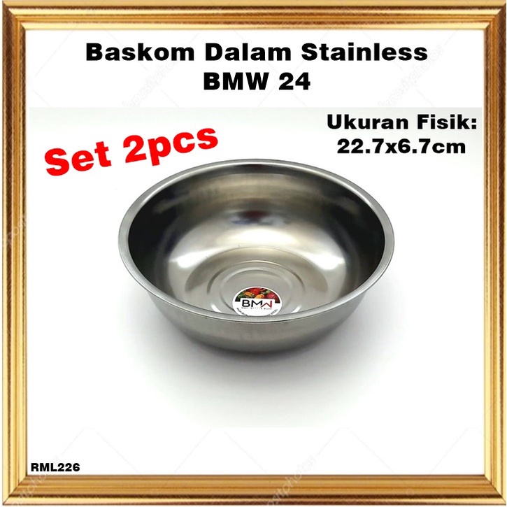 [Set 2pcs] Baskom Dalam/Mixing Bowl Stainless BMW 24