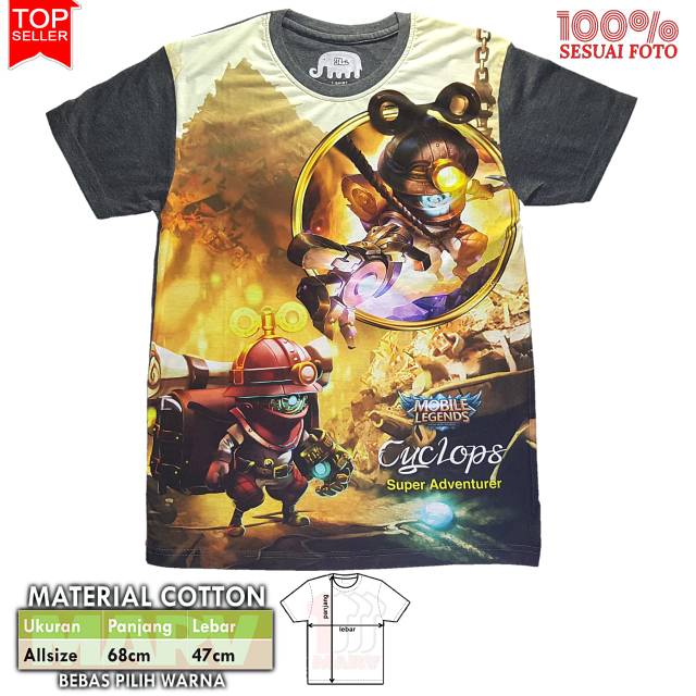 Kaos 3D Full Print Thailand Cotton Combed 30s Baju Cowok Pakaian Distro New Mobile Legends Cyclops
