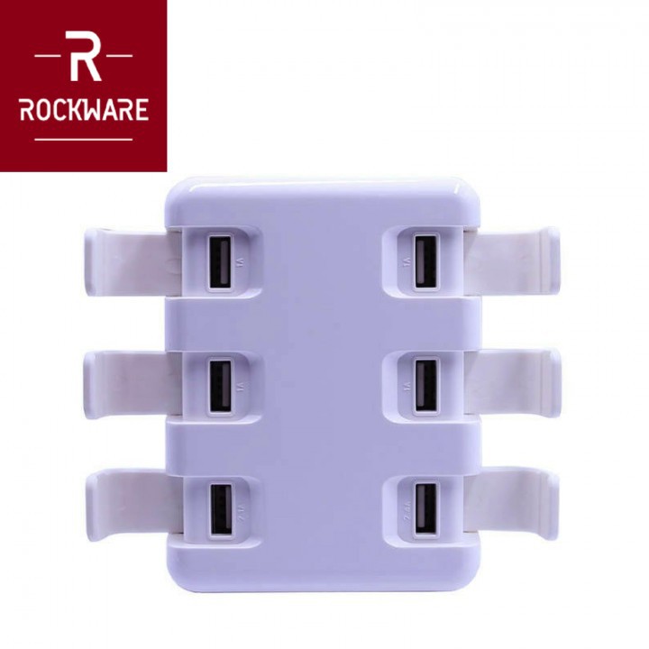 ROCKWARE GS-601 - 6-port USB Fast Charger with Dust Cover