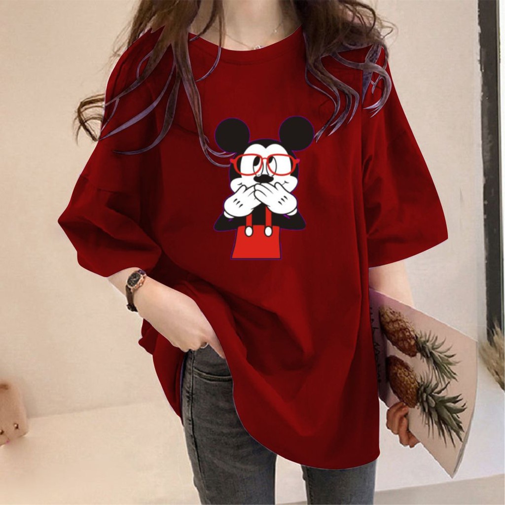 Kaos Oversize Import model korea KAOSOVERSIZEHALLOWMICKEYPakaianWanitaBigSizeFitXL HS800