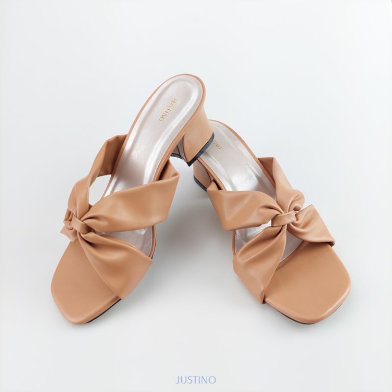 Sandal Hak Tahu JUSTINO HTB02 Series Heels Wanita 5cm-biscuit (biskuit)