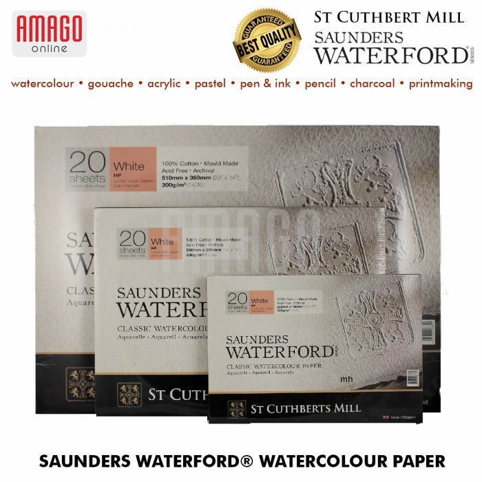 Saunders Waterford Watercolour Paper Hot Pressed - White - 20 lbr -  300g - 510x360mm