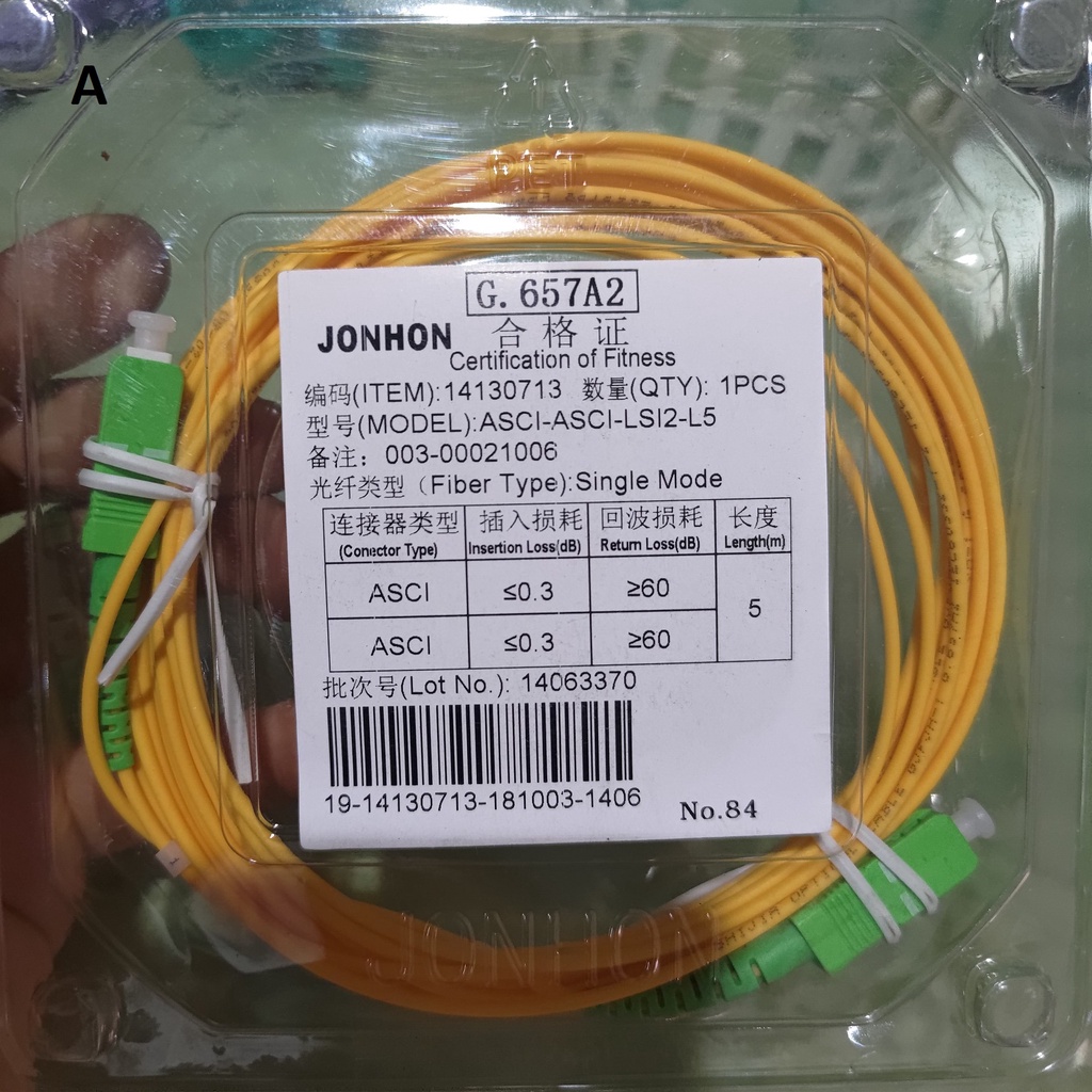 Patch Cord Fiber Optic 5m SM SX SC APC Kabel Cable FO 5 Meter