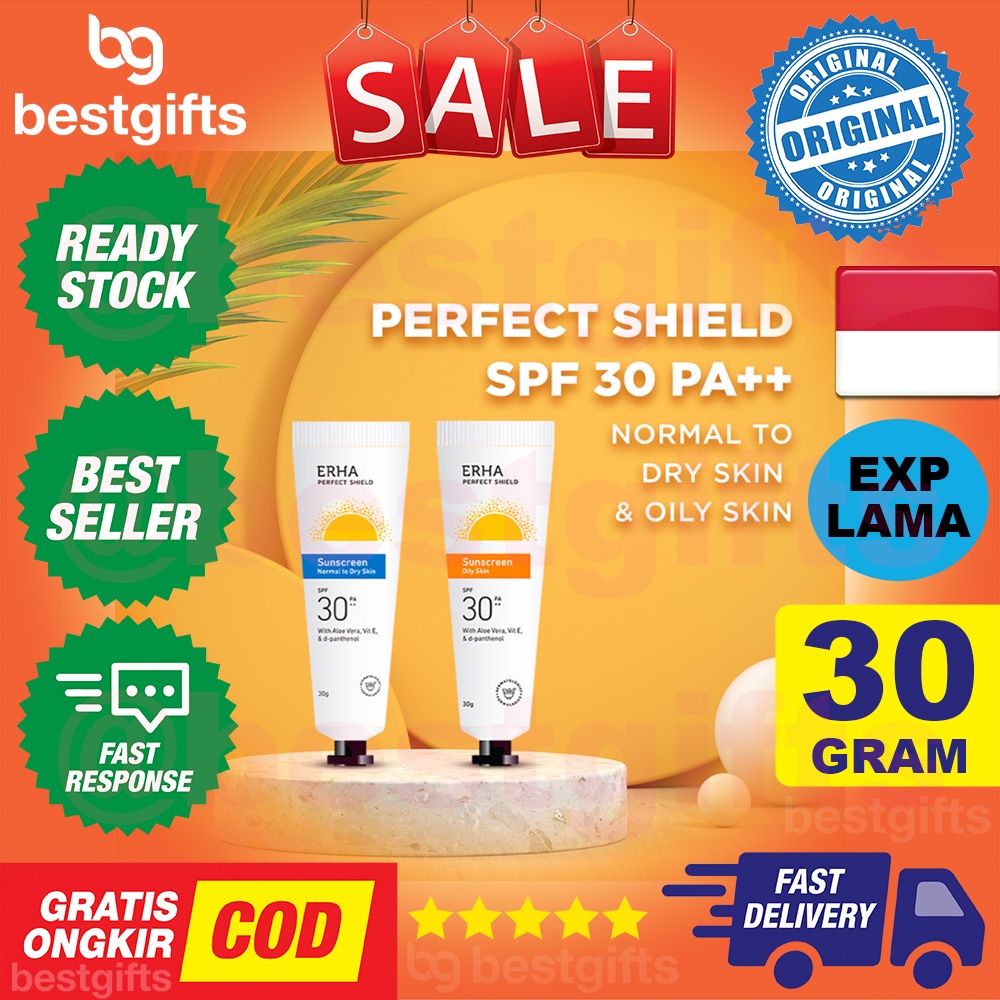 ERHA PERFECT SHIELD SUNSCREEN OILY SKIN SPF 30 PA++ ALOE VERA SUN SCREEN LOTION KULIT BERMINYAK 30 GRAM