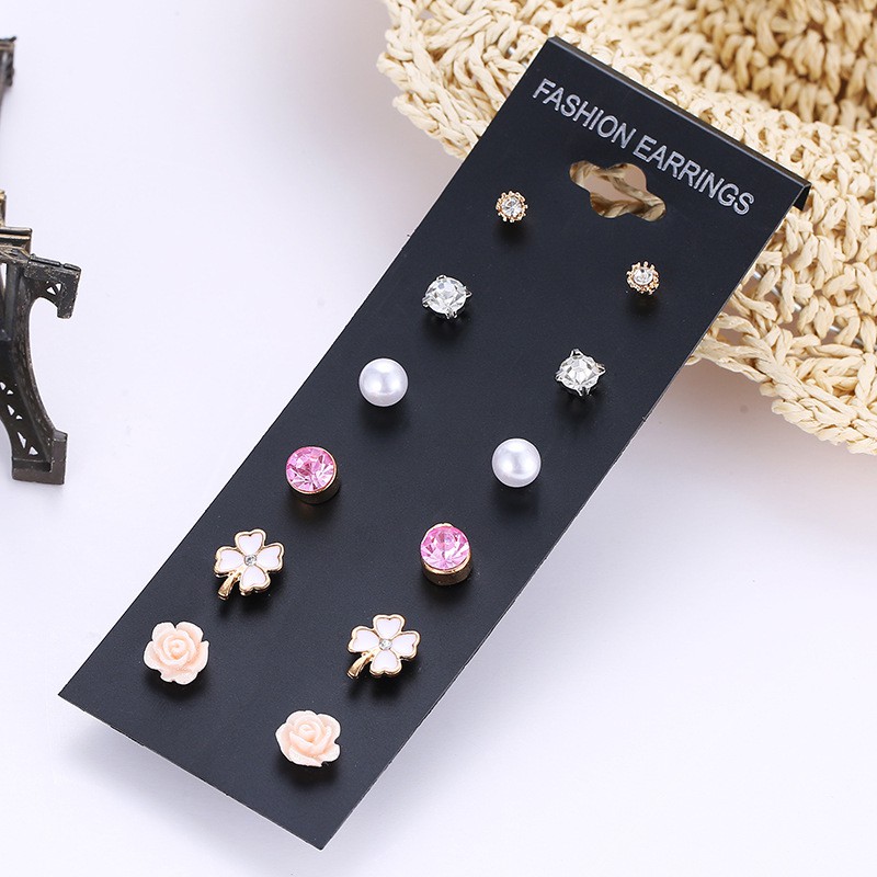 Set 6 Anting Anting-Anting Sederhana Liar Geometris Anting Fashion Anting Stud