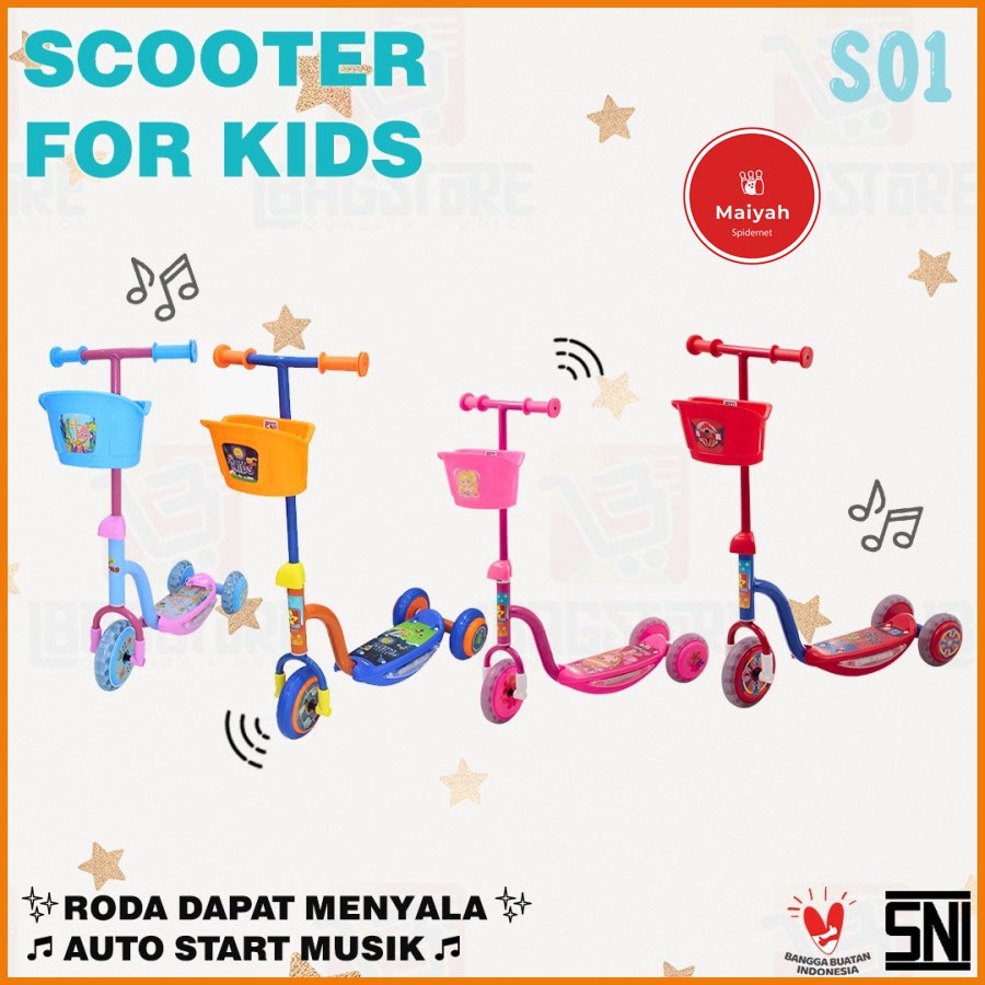 scooter kickboard skuter Anak Otoped Roda 3 nyala anak injak pmb scoter otopet sepeda pmb