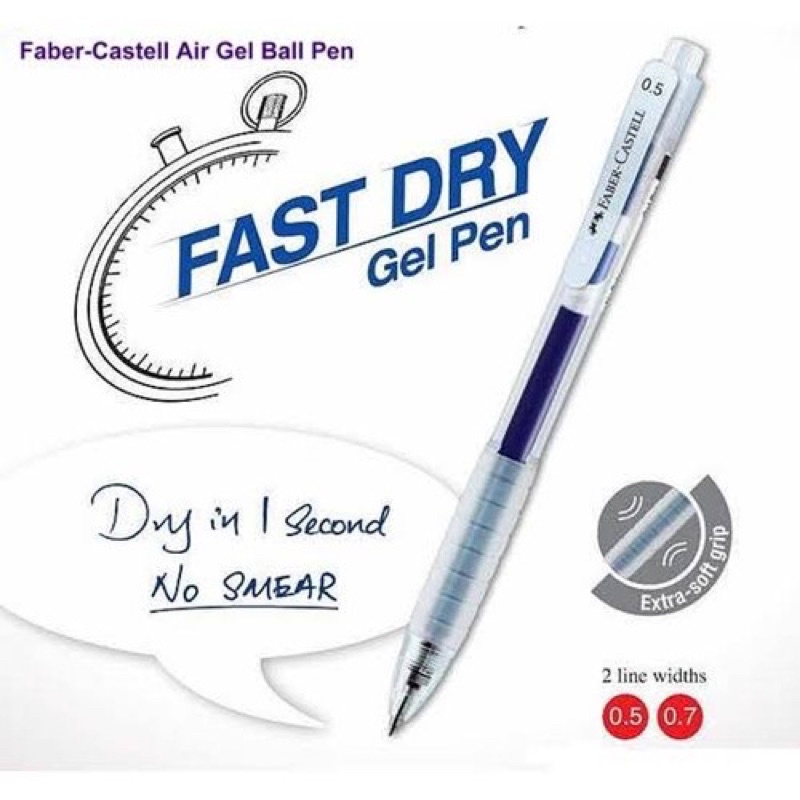 

AIR GEL PEN FABER CASTELL | FAST DRY | WATERPROOF | PENA JEL HITAM DAN BIRU | 0,5mm - 0,7mm