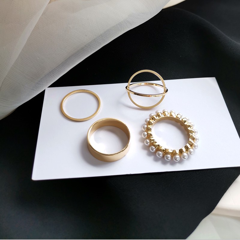 Four-piece Geometric Ring Accessories Temperament  Personality Korean Fashion Simple