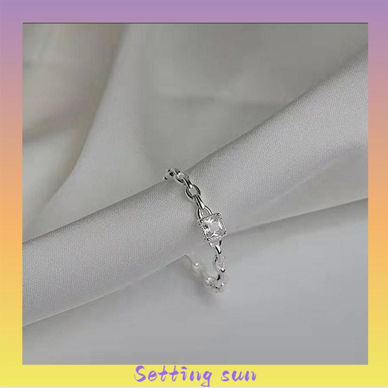 Cincin Berlian Persegi Model Terbuka Untuk Wanita TN