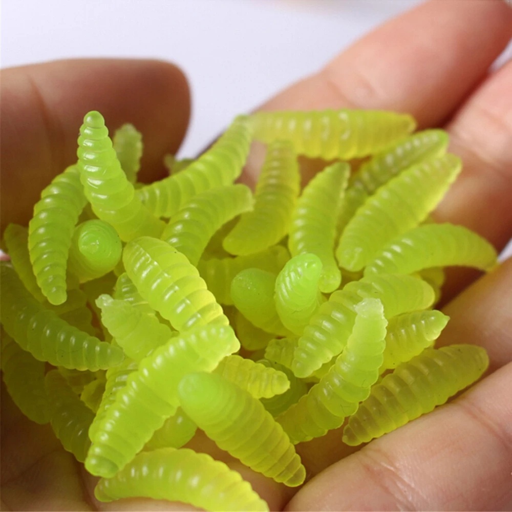 (50 Pcs) Umpan Pancing Soft Bait Bentuk Cacing Imitasi Ukuran 2cm