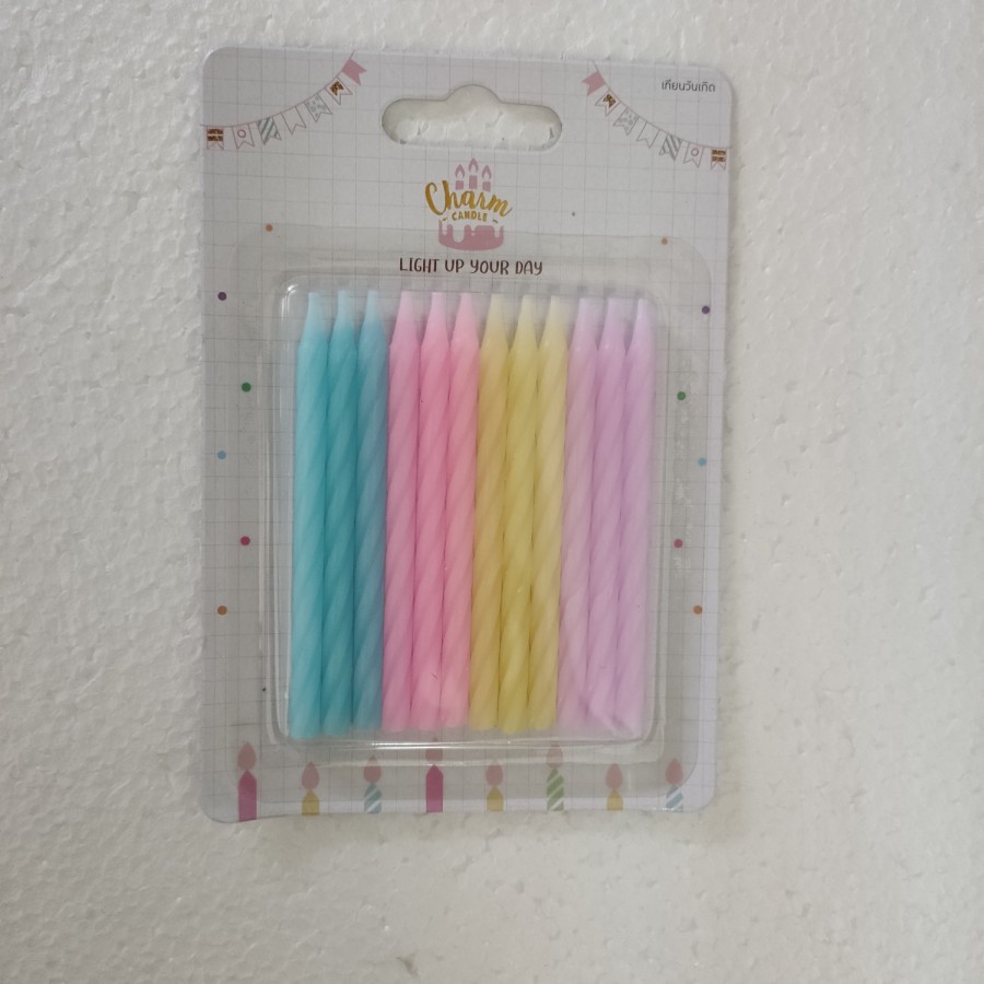 

Spiral Pastel Colour Candle 12pcs