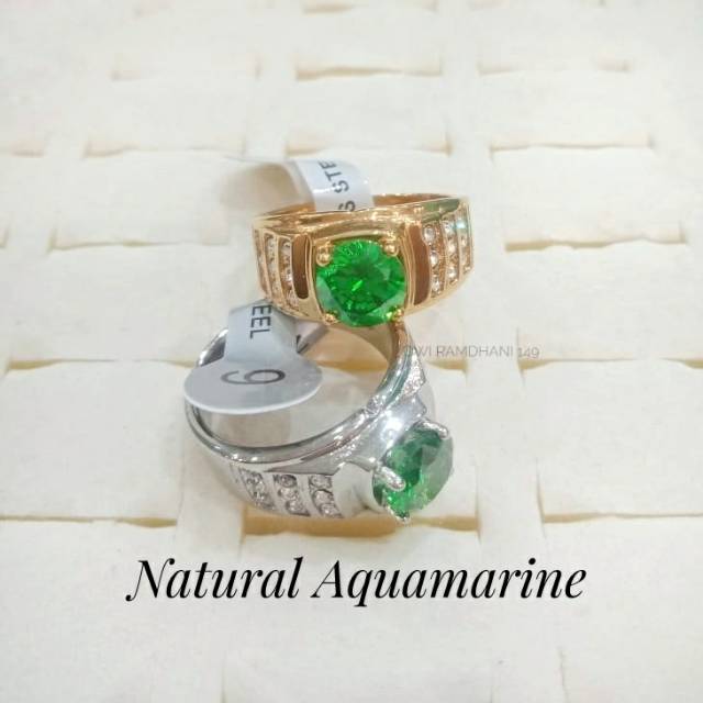 Cincin Batu Aquamarine Ring Titanium